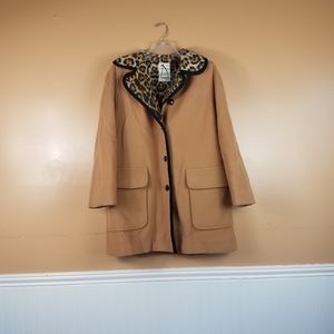 Vintage Leopard Lined Wool Coat